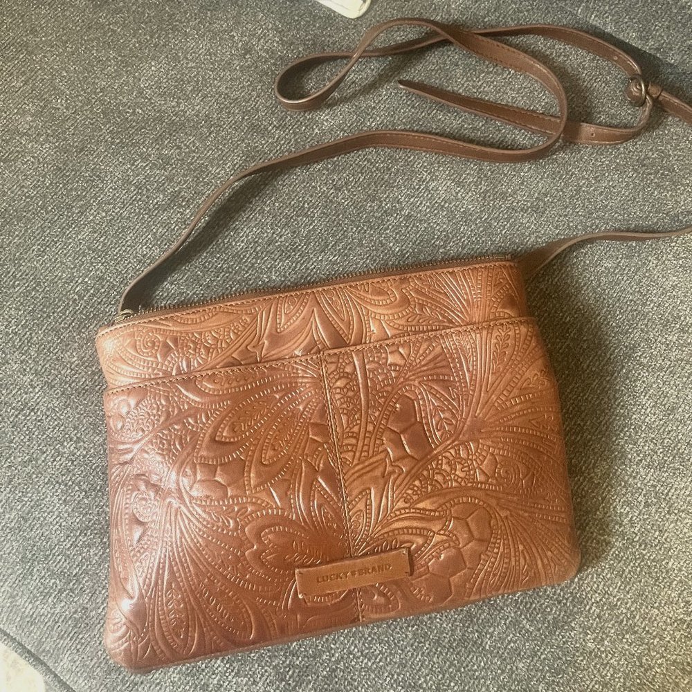 Lucky Brand embossed boho-vibe crossbody bag